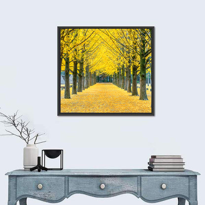 Row of Yellow Ginkgo Trees Wall Art