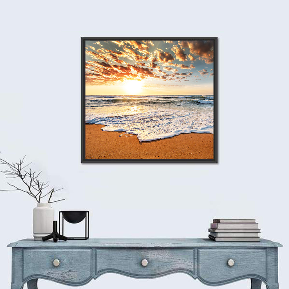 Foamy Shoreline at Sunrise Wall Art