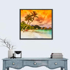 Bora Bora Overwater Bungalows at Sunset Wall Art