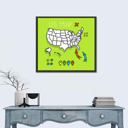 Hand Drawn US Map Wall Art