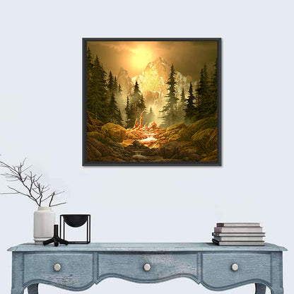 Rockies Mountain Stream at Golden Hour Wall Art