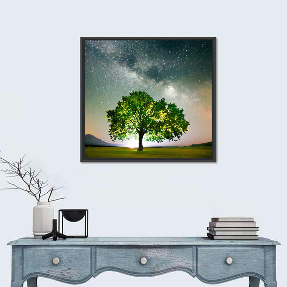Lone Tree Under Milky Way Wall Art