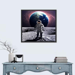 Astronaut At Spacewalk On Moon Wall Art