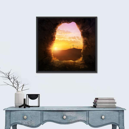 Empty Tomb with Three Crosses Wall Art