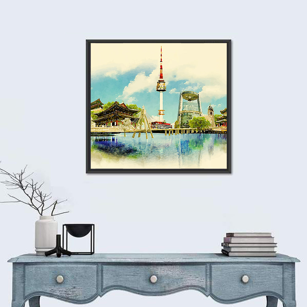 Seoul Skyline with N Seoul Tower Wall Art