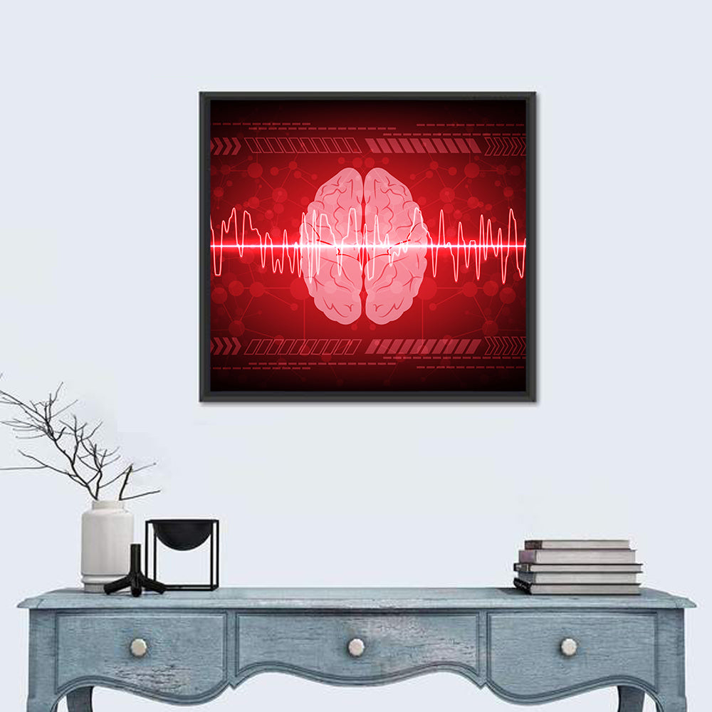 Red Brain Wave Concept Wall Art