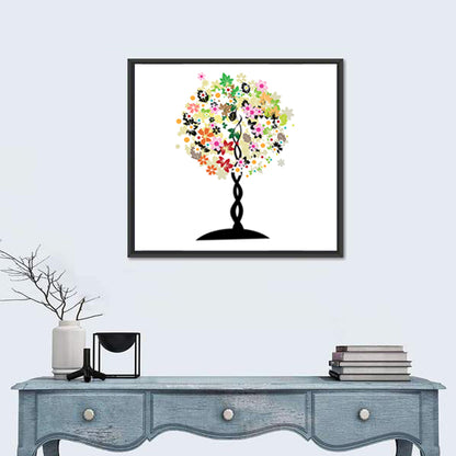 Braided Trunk Floral Tree Illustration Wall Art