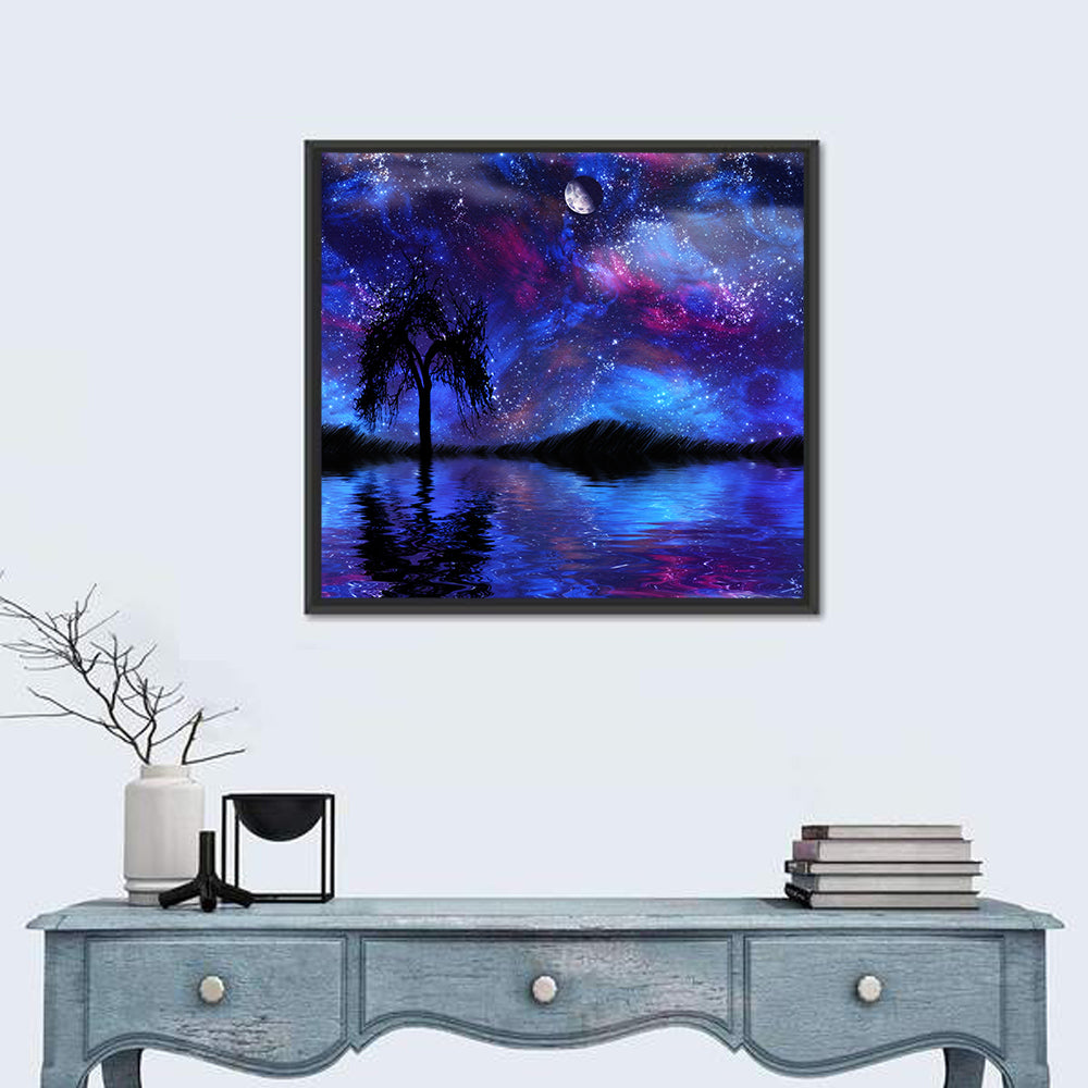 Moonlit Nebula Lake Wall Art
