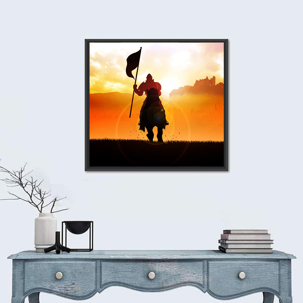 Knight Silhouette at Sunset Wall Art