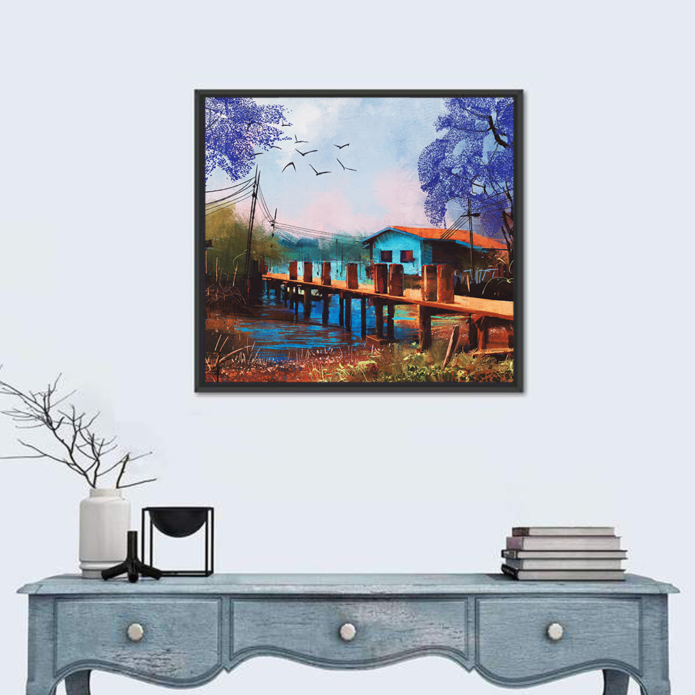 Rustic Fishing Village Pier Wall Art
