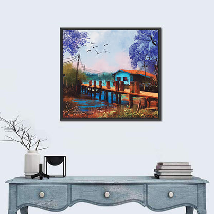 Rustic Fishing Village Pier Wall Art