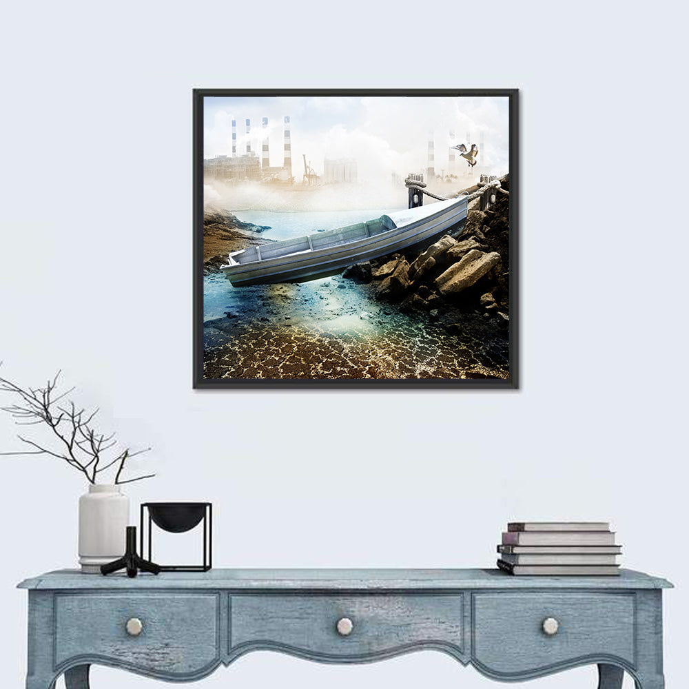 Aluminum Boat on Dry Lake Bed Wall Art