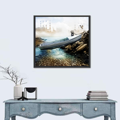 Aluminum Boat on Dry Lake Bed Wall Art