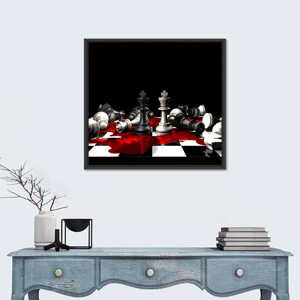 Two Kings on Black Chessboard Wall Art