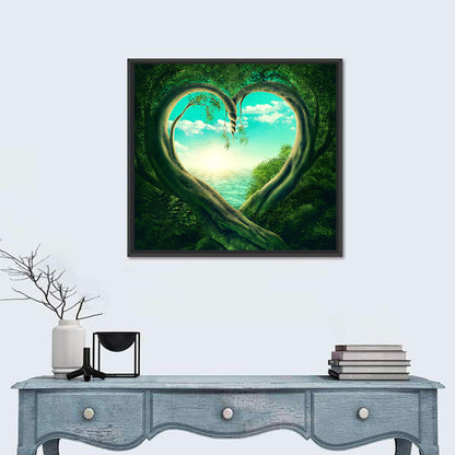 Two Trees Forming a Heart Wall Art
