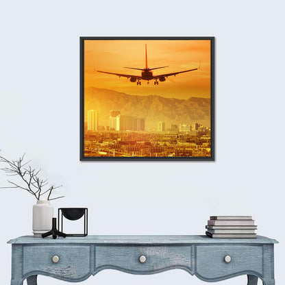Las Vegas Sunset Plane Landing Wall Art