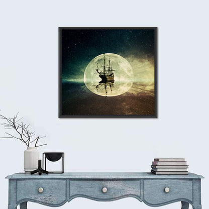 Moonlit Floating Ship Wall Art