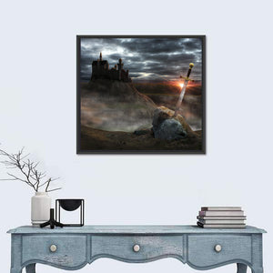 Legendary Castle Camelot Of King Arthur & Sword Excalibur Wall Art