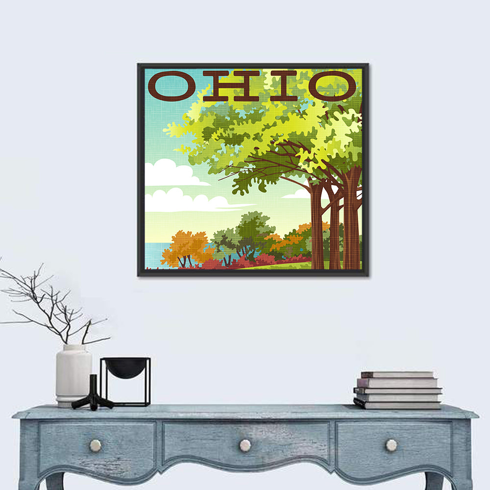 Retro Ohio Travel Illustration Wall Art