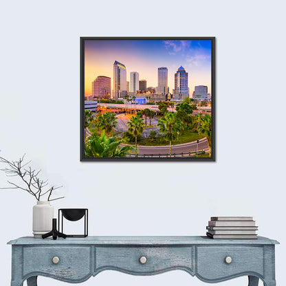 Tampa Downtown Skyline at Sunset Wall Art
