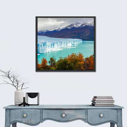 Perito Moreno Glacier with Autumn Foliage Wall Art