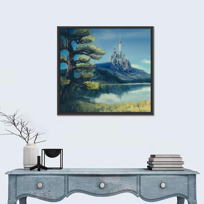 Hilltop Castle Beside a Pine Lake Wall Art