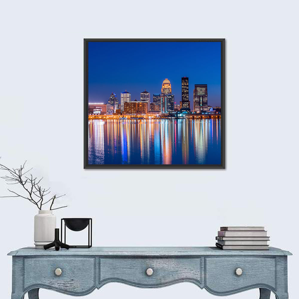 Downtown Louisville Skyline at Night Wall Art