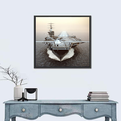 Drone Over Aircraft Carrier Wall Art