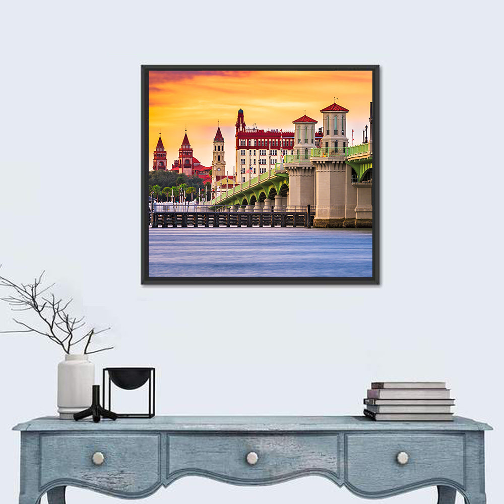 Saint Augustine Bridge of Lions at Dusk Wall Art