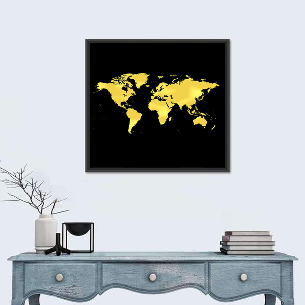 Metallic Gold World Map Wall Art