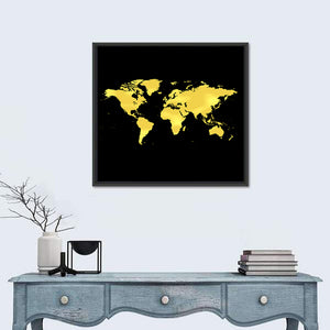 Golden World Map Wall Art