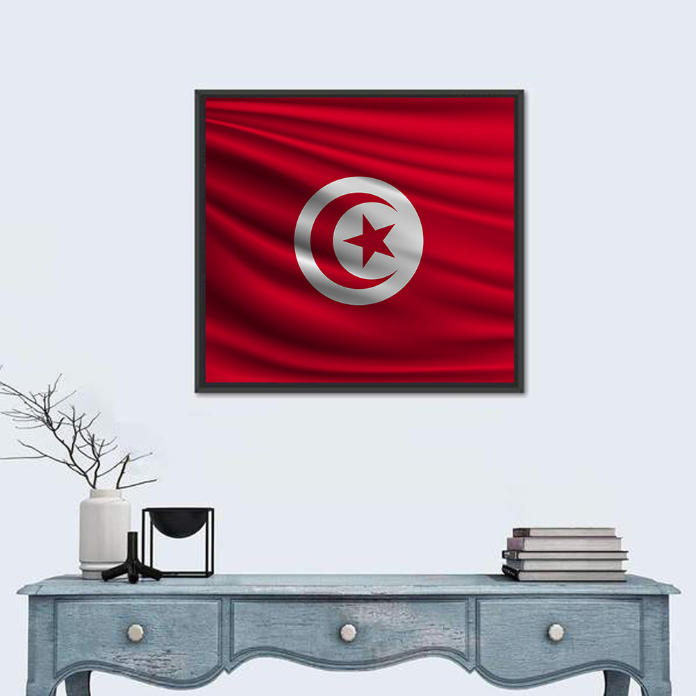 Tunisia Flag with Crescent and Star Wall Art