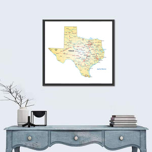 Texas Road Map Wall Art