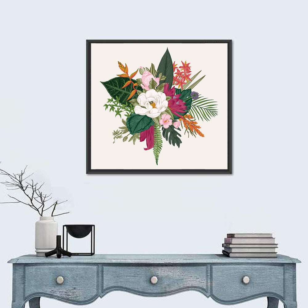 Tropical Bouquet with White Flower Wall Art
