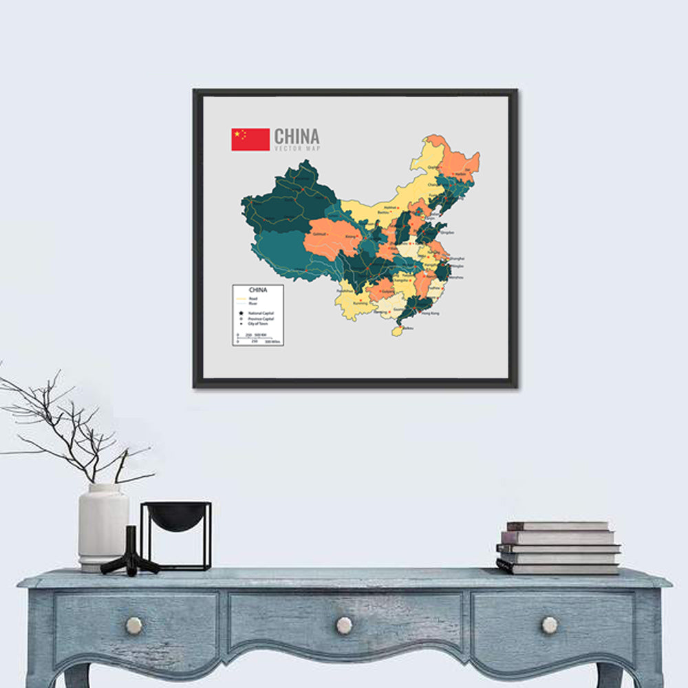 China Political Map Wall Art