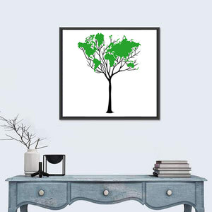 World Map Tree Wall Art