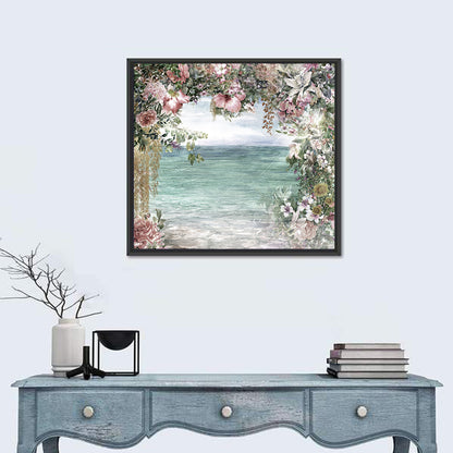 Coastal Floral Watercolor Seascape Wall Art