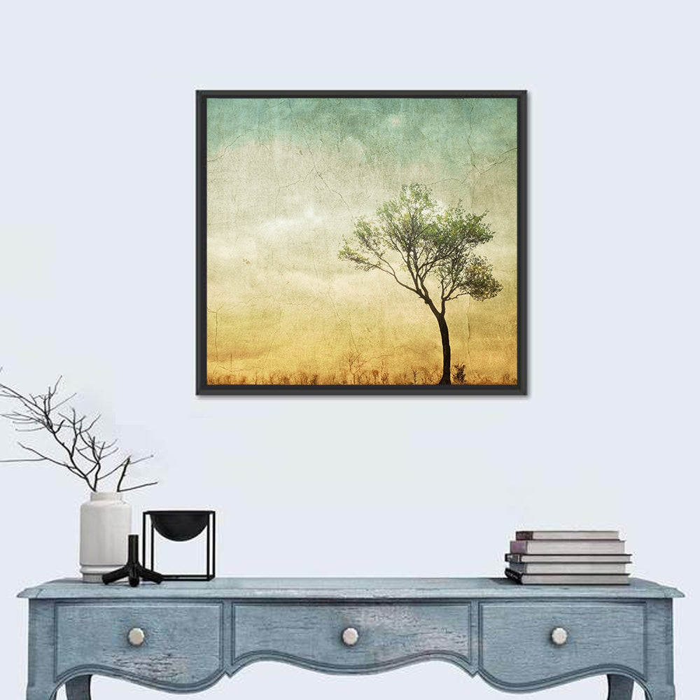 Surreal Tree with Cracked Paint Texture Wall Art