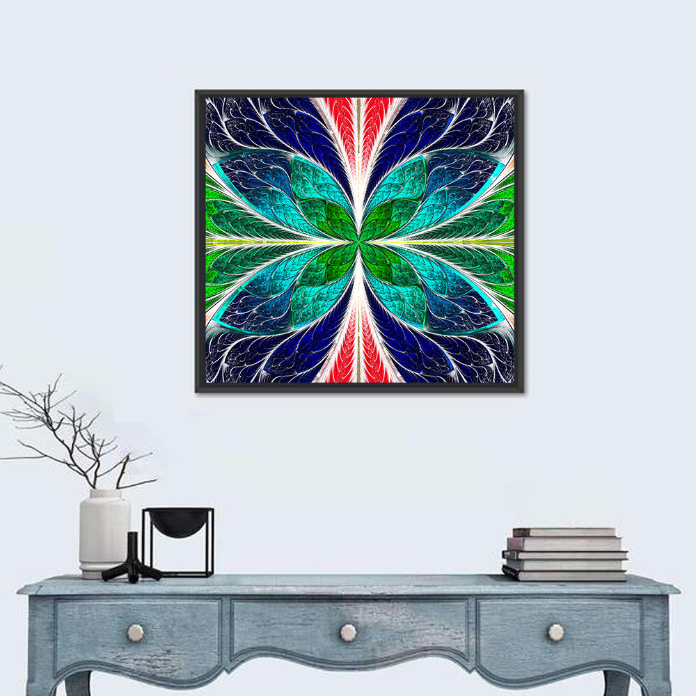 Stained Glass Fractal Floral Pattern Wall Art