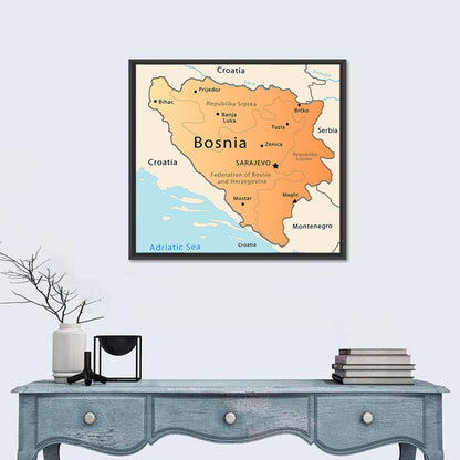 Bosnia and Herzegovina Map Wall Art