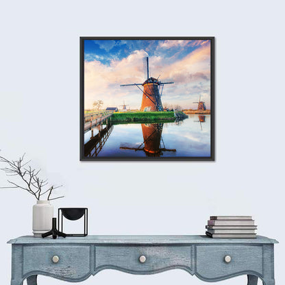 Kinderdijk Windmills at Golden Hour Wall Art