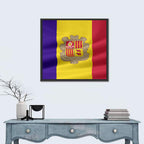 Andorra Flag with Coat of Arms Wall Art