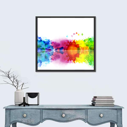 Mirrored Flock of Birds Watercolor Wall Art