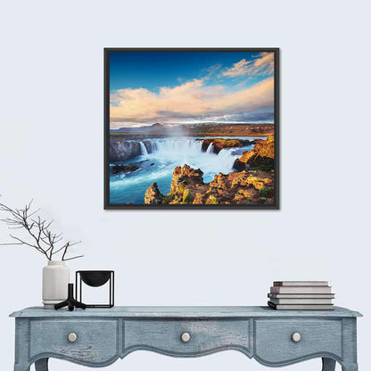 Godafoss Waterfall at Golden Hour Wall Art