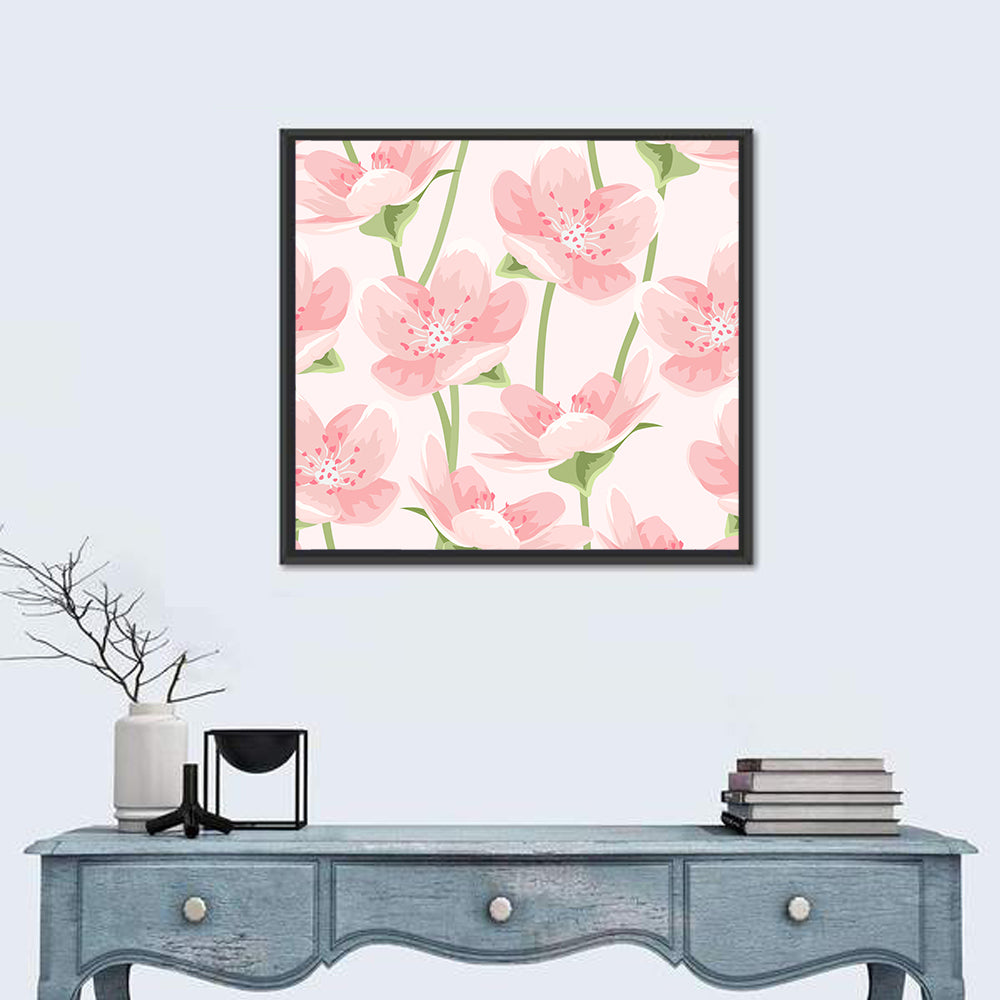 Spring Pink Sakura Magnolia Pattern Wall Art