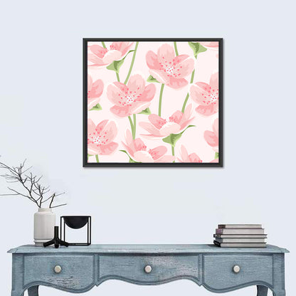 Spring Pink Sakura Magnolia Pattern Wall Art
