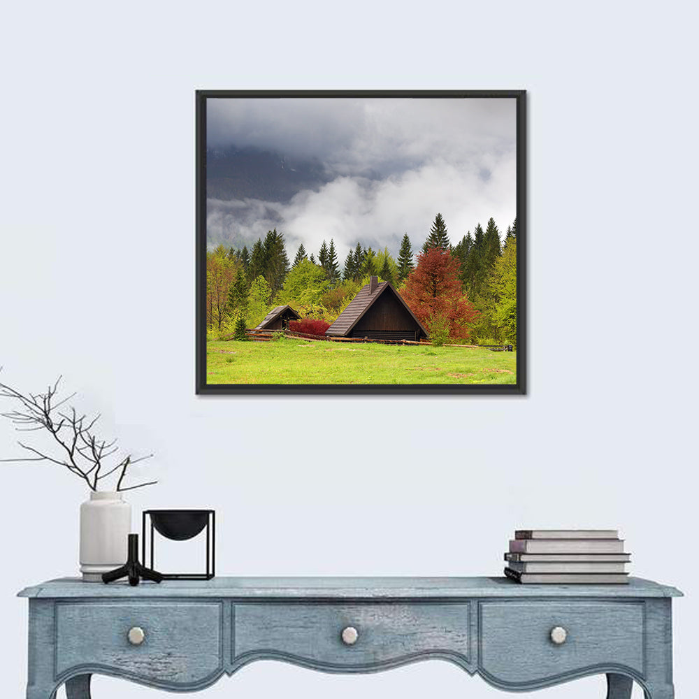 Slovenian Alps Cabin in Fog Wall Art