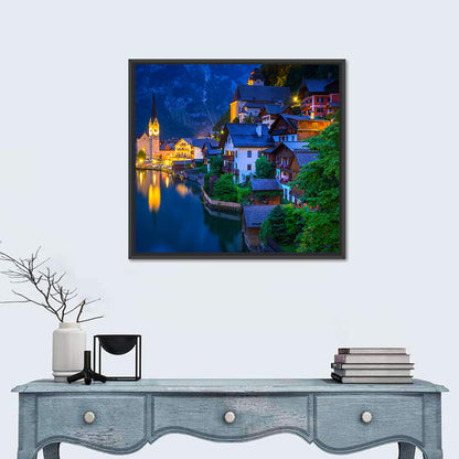 Hallstatt Lakeside at Dusk Wall Art