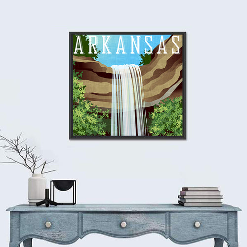 Arkansas Cliff Waterfall Illustration Wall Art