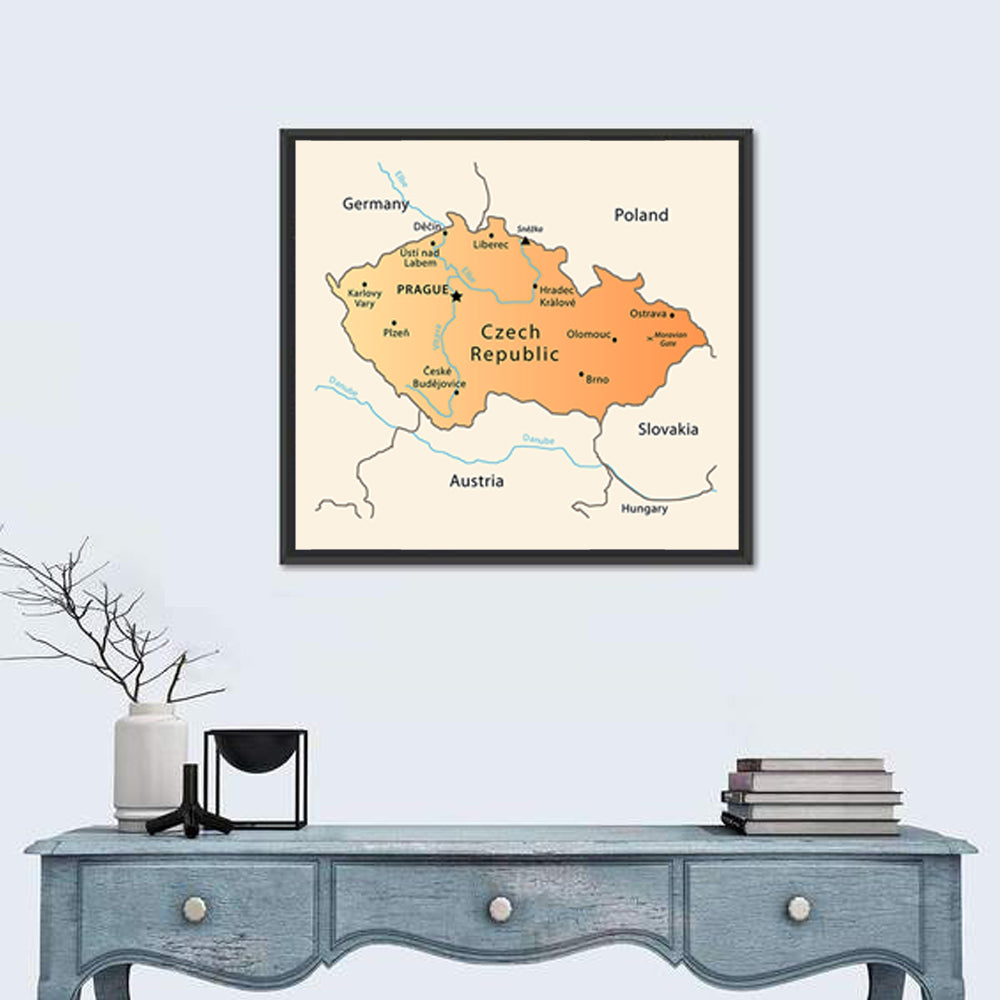 Czech Republic Topographic Map Wall Art